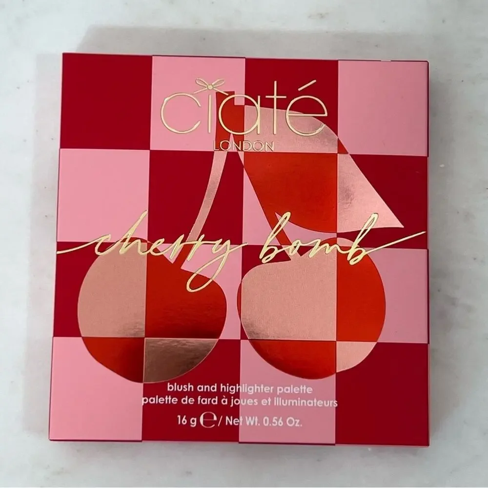 Ciate NIB Cherry Bomb Blush &‎ Highlighter Palette 2 Blush 2 Highlighters